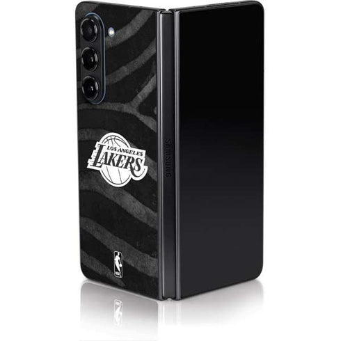 NBA Los Angeles Lakers Black Animal Print Galaxy Z Fold5 5G Skin